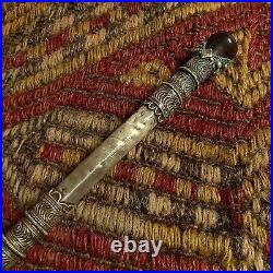 XL Antique Silver Handmade Ottoman Turkey Pipe Cigarette Holder Tobacco Smoking