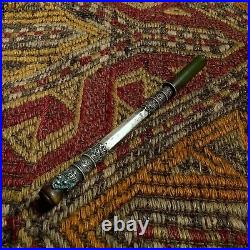 XL Antique Silver Handmade Ottoman Turkey Pipe Cigarette Holder Tobacco Smoking